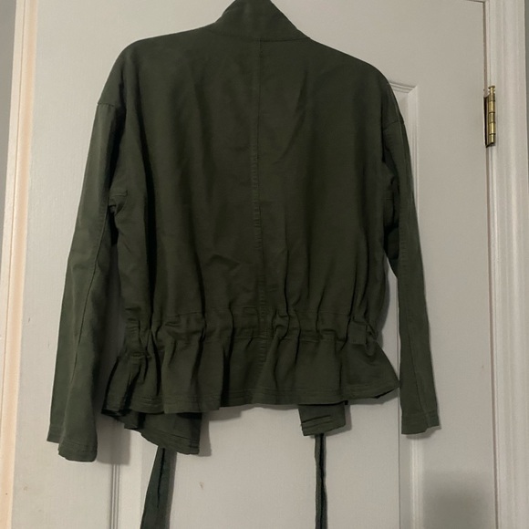 Army green peplum jacket with tie belt - Picture 3 of 3